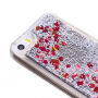 Захисний чохол з плавучими блискітками для Apple iPhone SE (2016) / 5S / 5 - срібний з червоними сердечками