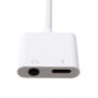 Редукція lightning jack 3,5 m конектором для зарядки та одночасно слухання музики для iPhone - біла