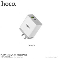 HOCO мандрівна зарядка з американським штекром з USB / USB-C портами для Apple iPhone - біла