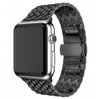 Елегантний стальний нержавіючий ремінець для Apple Watch Ultra 49mm / 46mm / 45mm / 44mm / 42mm - чорний