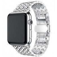 Елегантний стальний нержавіючий ремінець для Apple Watch Ultra 49mm / 46mm / 45mm / 44mm / 42mm - сріблий