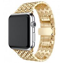Елегантний стальний нержавіючий ремінець для Apple Watch Ultra 49mm / 46mm / 45mm / 44mm / 42mm - золотий