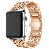 Елегантний стальний нержавіючий ремінець для Apple Watch Ultra 49mm / 46mm / 45mm / 44mm / 42mm - рожево-золотий