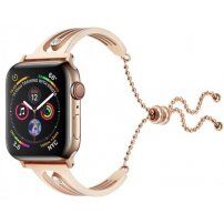 Металевий ремінець у плані браслета для Apple Watch Ultra 49mm / 46mm / 45mm / 44mm / 42mm - рожево-золотий