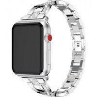 Металевий ремінець з камінцями для Apple Watch Ultra 49mm / 46mm / 45mm / 44mm / 42mm - срібний