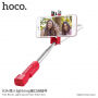 HOCO селфі палка з дротовим куроком та lightning конектором для Apple iPhone - max 65cm - червоний