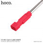 HOCO селфі палка з дротовим куроком та lightning конектором для Apple iPhone - max 65cm - червоний