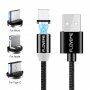 FLOVEME Round магнітний кабель USB-A / USB-C / Micro USB / Lightning для iPhone / iPad / iPod / AirPods - 1 m - чорний