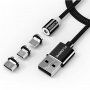 FLOVEME Round магнітний кабель USB-A / USB-C / Micro USB / Lightning для iPhone / iPad / iPod / AirPods - 1 m - чорний