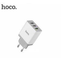 HOCO зарядка в штекер з 3 USB портами для iPhone / iPad / iPod - біла
