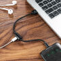 BENKS USB кабель з lightning male / female конекторами для зарядки та одночасно слухання музики для Apple iPhone - 25cm - чорний