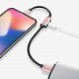 BENKS USB кабель з lightning male / female конекторами для зарядки та одночасно слухання музики для Apple iPhone - 25cm - рожево-золотий