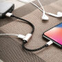 BENKS USB кабель з lightning male / female конекторами для зарядки та одночасно слухання музики для Apple iPhone - 25cm - рожево-золотий