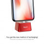 BASEUS алюмінієвий зарядочний тримач для Apple iPhone - червоний