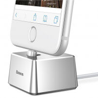 BASEUS алюмінієвий зарядочний тримач для Apple iPhone - срібний