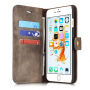 2v1 odnímatelné flipové pouzdro z umělé kůže pro Apple iPhone 6 / 6S - hnědé