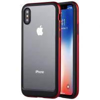 GOOSPERY transparentní kryt s barevným rámečkem pro Apple iPhone XS / iPhone X - černo/červený