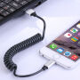 Еластичний синхро-зарядочний кабель для iPhone / iPad / iPod - 30-100cm - чорний