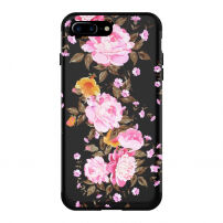 Міцний стійкий чохол для Apple iPhone 7 Plus / 8 Plus - чорний з квітками