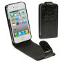 Відкидний чохол для iPhone 4 / 4S - в стилі крокодилячої шкіри - чорний