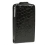 Відкидний чохол для iPhone 4 / 4S - в стилі крокодилячої шкіри - чорний