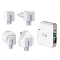 Зарядка / powerbank 6700mAh зі обмінними штекерами (AU / UK / US / EU) та бездротовою зарядкою