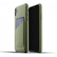 Mujjo Full Leather Wallet панель для iPhone XR - оливкова