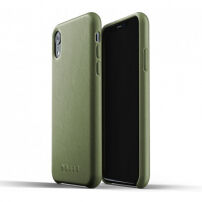 Mujjo Full Leather панель для iPhone XR - оливкова