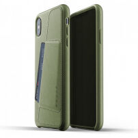 Mujjo Full Leather Wallet панель для iPhone XS Max - оливкова