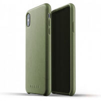 Mujjo Full Leather панель для iPhone XS Max - оливкова
