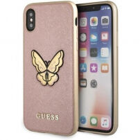 Guess Saffiano Butterfly футляр для iPhone X - рожево-золотий
