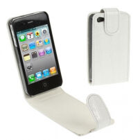 Відкидний чохол для iPhone 4 / 4S - в стилі крокодилячої шкіри - білий