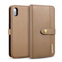 2v1 odnímatelné flipové pouzdro pro iPhone XS Max - hnědá