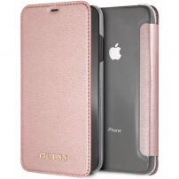 Guess PU Leather Book Case Iridescent футляр для iPhone XS Max - рожево-золотий