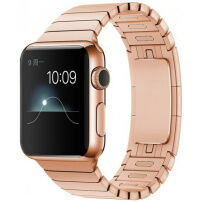 Вишуканий стальний нержавіючий ремінець для Apple Watch Ultra 49mm / 46mm / 45mm / 44mm / 42mm - рожево-золотий