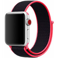 Нейлоновий ремінець на липучці для Apple Watch Ultra 49mm / 46mm / 45mm / 44mm / 42mm - чорно-розовий