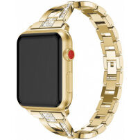 Металевий ремінець з камінцями для Apple Watch Ultra 49mm / 46mm / 45mm / 44mm / 42mm - золотий