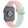Сіліконовий ремінецьь зі смужками для Apple Watch Ultra 49mm / 46mm / 45mm / 44mm / 42mm - рожево-бірюзовий