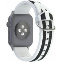 Сіліконовий ремінецьь зі смужками для Apple Watch Ultra 49mm / 46mm / 45mm / 44mm / 42mm - чорно-білий