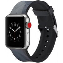 Сіліконовий ремінецьь з сірим узором для Apple Watch 42mm / 41mm / 40mm / 38mm - чорний