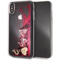Guess Glitter Case Hearts чохол для iPhone XS Max - малина