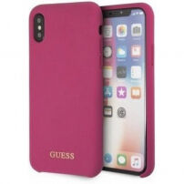Guess Silicone Cover Gold Logo чохол для iPhone X / XS - рожева