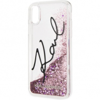 Karl Lagerfeld Signature TPU Glitter Star чохол для iPhone XS Max - рожева
