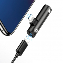 USAMS редукція з lightning / 3.5 jack конекторами - чорний