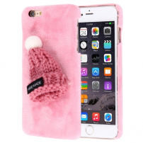 Плюшева захисна панель / футляр з шапкою для Apple iPhon 6S / 6 - рожевий