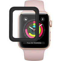 Загартоване 3D скло з металевою рамкою для Apple Watch 38mm - чорний