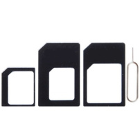 Перехідник з Nano SIM карти на Micro SIM та на стандартну SIM + перехідник Micro SIM на стандартну SIM карту - чорний