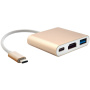 3 в 1 перехідник з USB-C на HDMI + USB 3.0 + USB-C для iPad / MacBook - золотий