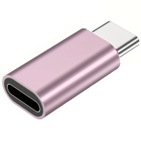 Адаптер lightning female на USB-C male - рожево-золотий