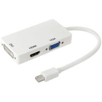 Перехідник / адаптер 3в1 Mini DisplayPort (Thunderbolt) на HDMI / VGA / DVI для MacBook - білий